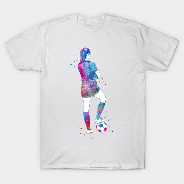 Female Soccer Player T-Shirt by RosaliArt